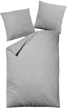 Dormisette Fein Flanell Bettwäsche Zickzack silber 135x200cm (1034-25)