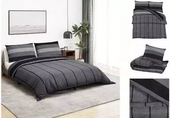 vidaXL Bettw&auml;sche-Set dunkelgrau 260x220cm, Baumwolle (136431)