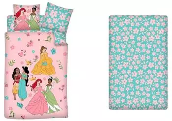 Aymax! Disney Prinzessinnen Bettwäsche-Set 3-teilig, 100% Baumwolle, 140x200cm