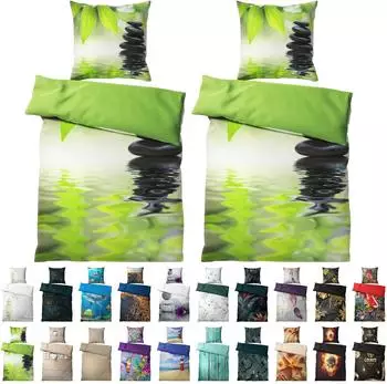 Sanilo Harmony Bettw&auml;sche 135x200cm, Baumwolle, gr&uuml;n, 4-teilig
