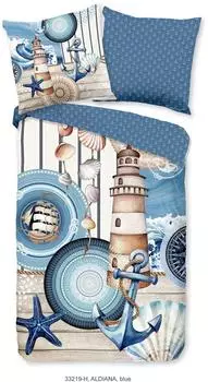 Muller Textiles Aldiana Wendebettw&auml;sche Mako-Satin 155x220cm, blau (Aldiana)