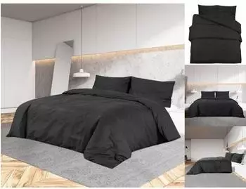 vidaXL Bettw&auml;sche-Set schwarz 200x200cm Baumwolle (136114)