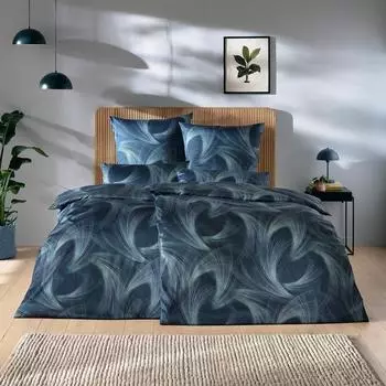 Estella Lino Bettw&auml;sche Mako-Satin, navy, 135x200cm (3-teilig)