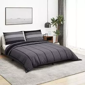 vidaXL Bettw&auml;sche-Set dunkelgrau 135x200cm, Baumwolle (136424)