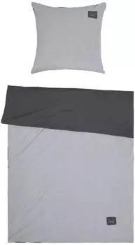Sansibar Jersey Melange Wendebettw&auml;sche 135x200cm, 2-tlg., anthrazit/silber