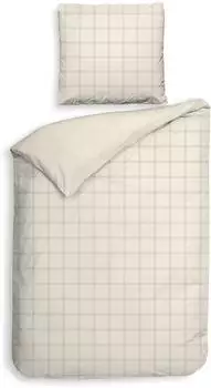 Heckett & Lane Diamante Wendebettw&auml;sche Mako-Satin, kariert, off-white
