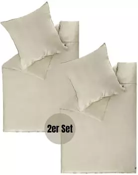 Sch&ouml;ner Wohnen Plain Satin-Bettw&auml;sche 140x200cm, Baumwolle, beige (77368-033-140-200-2)