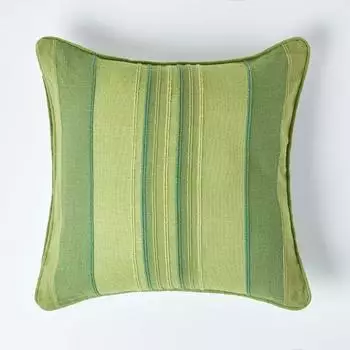 Homescapes Morocco Stripe Kissenh&uuml;lle, 100% Baumwolle, gestreift, gr&uuml;n, 45x45cm (800001172204)