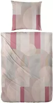 Primera Feinbiber-Bettw&auml;sche Streifen & Punkte 155x220cm, 100% Baumwolle, beere/beige/silber (173096-7)