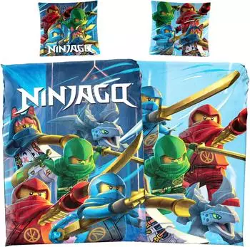 Beronage LEGO Ninjago "Save Haven" Kinderbettwäsche 135x200+80x80cm, 100% Baumwolle