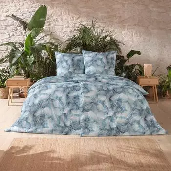 Estella Horacio Bettw&auml;sche Bio-Mako-Satin, blau, 135x200cm (3434-600)