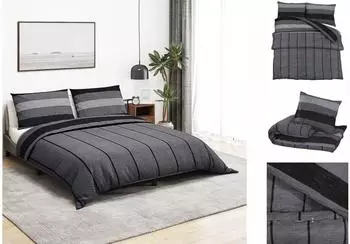 vidaXL Bettw&auml;sche-Set dunkelgrau 240x220cm Baumwolle (136419)