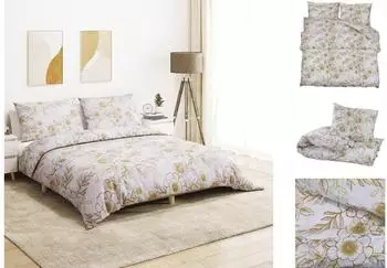 vidaXL Bettw&auml;sche-Set wei&szlig; und braun, Baumwolle, 200x200cm (136411)