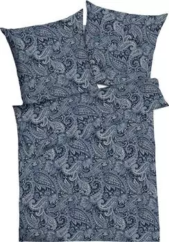 Kaeppel Glory Interlock-Jersey Bettwäsche Paisley blau, 155x220cm (80x80cm)