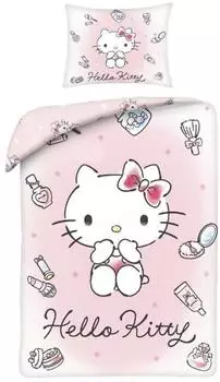 Halantex Hello Kitty Bettwäsche-Set, Polyester, rosa, 140x200cm (HKB-80172BL)