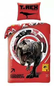 Halantex Jurassic World T-Rex Bettwäsche-Set, Polyester, 140x200cm (JW-7340BL)