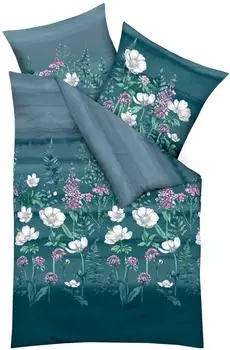 Kaeppel Moody Floral Bettw&auml;sche Mako-Satin t&uuml;rkis, 2-teilig (62890814-0)