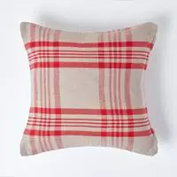 Homescapes - Baumwoll-kissenbezug Mit Schottenmuster In Rot-grau, 45 X 45 Cm