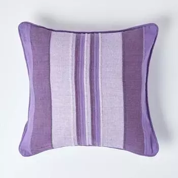 Homescapes Morocco Stripe Kissenhülle, Baumwolle, lila, 60x60cm