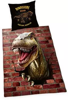 Herding Dino 3D Bettwäsche 2-tlg. 135x200cm, 100% Baumwolle Renforcé (4459270050412)