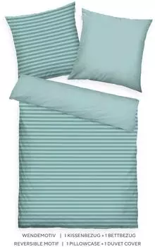 Tom Tailor Medium Stripes Renforcé Wendebettwäsche 155x220cm (80x80cm), salbei (Medium Stripes)