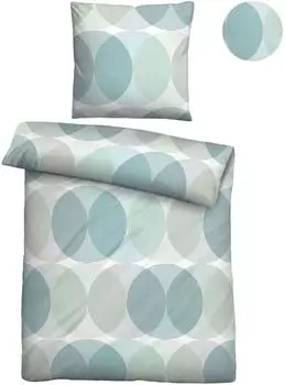 Biberna Premium Tencel Bettwäsche Garnitur Kreise 135x200 cm blau