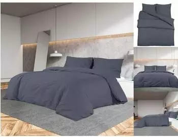 vidaXL Bettwäsche-Set Anthrazit 240x220 cm Baumwolle