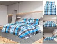 vidaXL Bettw&auml;sche-Set Blau und Grau 200x220 cm Baumwolle