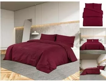 vidaXL Bettwäsche-Set Bordeauxrot 220x240 cm Baumwolle