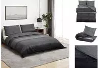 vidaXL Bettw&auml;sche-Set Dunkelgrau und Schwarz 220x240 cm Baumwolle