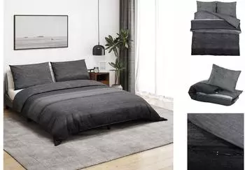 vidaXL Bettwäsche-Set Dunkelgrau 220x240 cm Baumwolle