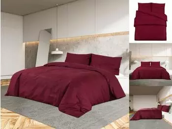 vidaXL Bettw&auml;sche-Set Bordeauxrot 240x220 cm Leichte Mikrofaser