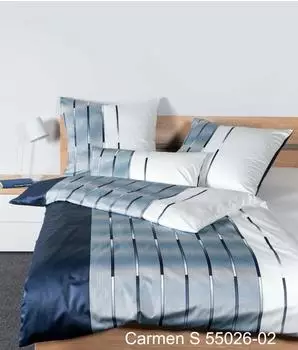 Janine Interlock-Feinjersey Bettw&auml;sche Carmen S 55026 - 155 x 220 + 80 x 80 cm, Nachtschattenblau Perlblau