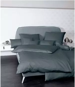 Janine Mako-Satin Bettw&auml;sche Colors 31001 Nackenrolle - 15 x 40 cm, Anthrazit
