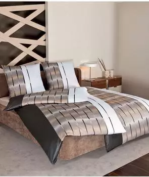 Janine Mako-Satin Bettw&auml;sche Milano 45026 - 200 x 220 + 2 x 80 x 80 cm, Kaffee