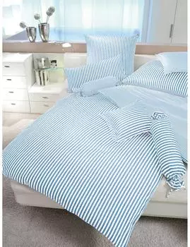 Janine Mako-Satin Wendebettw&auml;sche Modern Classic 3912 - Hellblau, 15 x 40 cm Nackenrolle schmaler Streifen