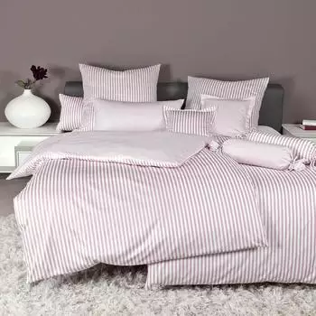 Janine Mako-Satin Wendebettw&auml;sche Modern Classic 3912 - Kreideros&eacute;, 15 x 40 cm Nackenrolle breiter Streifen