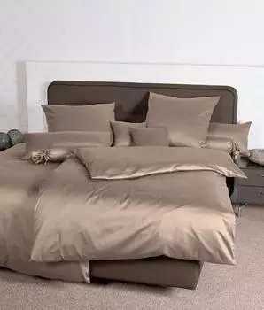 Janine Mako-Satin Bettw&auml;sche Colors 31001 - 40 x 40 cm, Taupe