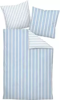 Janine Mako-Satin Wendebettw&auml;sche Modern Classic 39028 - 200 x 220 + 2 x 80 x 80 cm, Perlblau