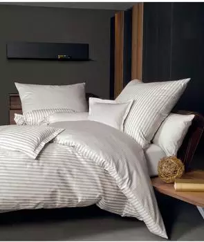 Janine Mako-Satin Wendebettwäsche Modern Classic 3912 - Naturell, 240 x 220 + 2 x 80 x 80 cm