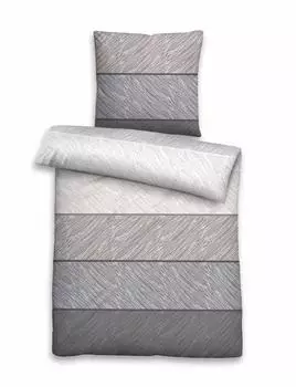 Biberna Feinbiber Bettw&auml;sche 155x220 cm (80x80 cm) beige-grau (531745)