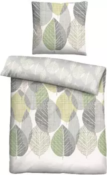 Biberna Feinbiber Wendebettw&auml;sche 155x220 cm (80x80 cm) lindgr&uuml;n (523027)