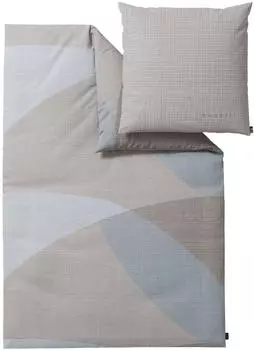 Bugatti Mako-Satin Bettw&auml;sche 135x200 cm (80x80 cm) beige-grau (532536)