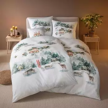 Estella Kuschelflanell Bettwäsche Birdy 155x220 cm (80x80 cm) grün-bunt (531914)