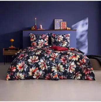 Estella Mako-Interlock-Jersey Bettwäsche Theodora 135x200 cm (80x80 cm) dunkelblau-bunt (534187)