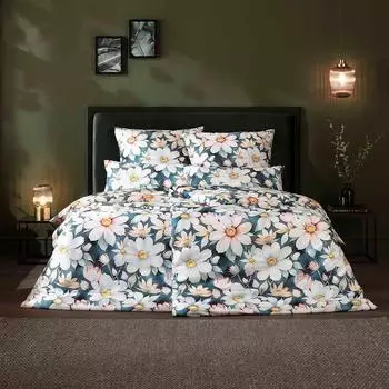 Estella Mako-Satin Bettwäsche Yasmin + Gratis-Kissenbezug 40x80 cm 135x200 cm (40x80 cm + 80x80 cm) petrol (534182)