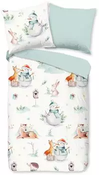 Good Morning Flanell Kinder-Wendebettw&auml;sche Magic Winter 135x200 cm (80x80 cm) blau (533171)