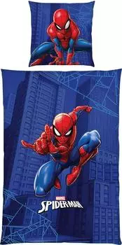 Herding Renforc&eacute; Bettw&auml;sche Spiderman 135x200 cm (80x80 cm) blau-rot (530115)