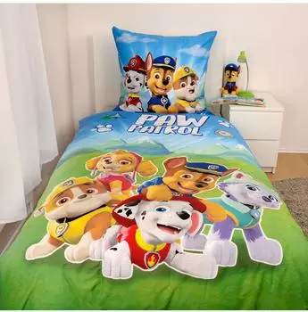Herding Renforcé Kinder-Wendebettwäsche Paw Petrol 135x200 cm (80x80 cm) blau (517272)