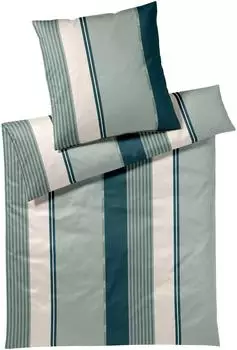 Joop! Mako-Satin Bettw&auml;sche Herringbone Stripes 135x200 cm (80x80 cm) salbei (532092)